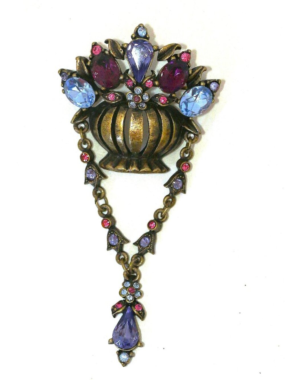 Vintage Deco Style Gemstone Basket Brooch by Sweet Romance